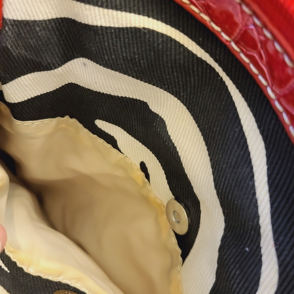 Vintage Red Peace Purse Black and White Stripes with  Rhinestone Peace S… - Picture 4 of 7